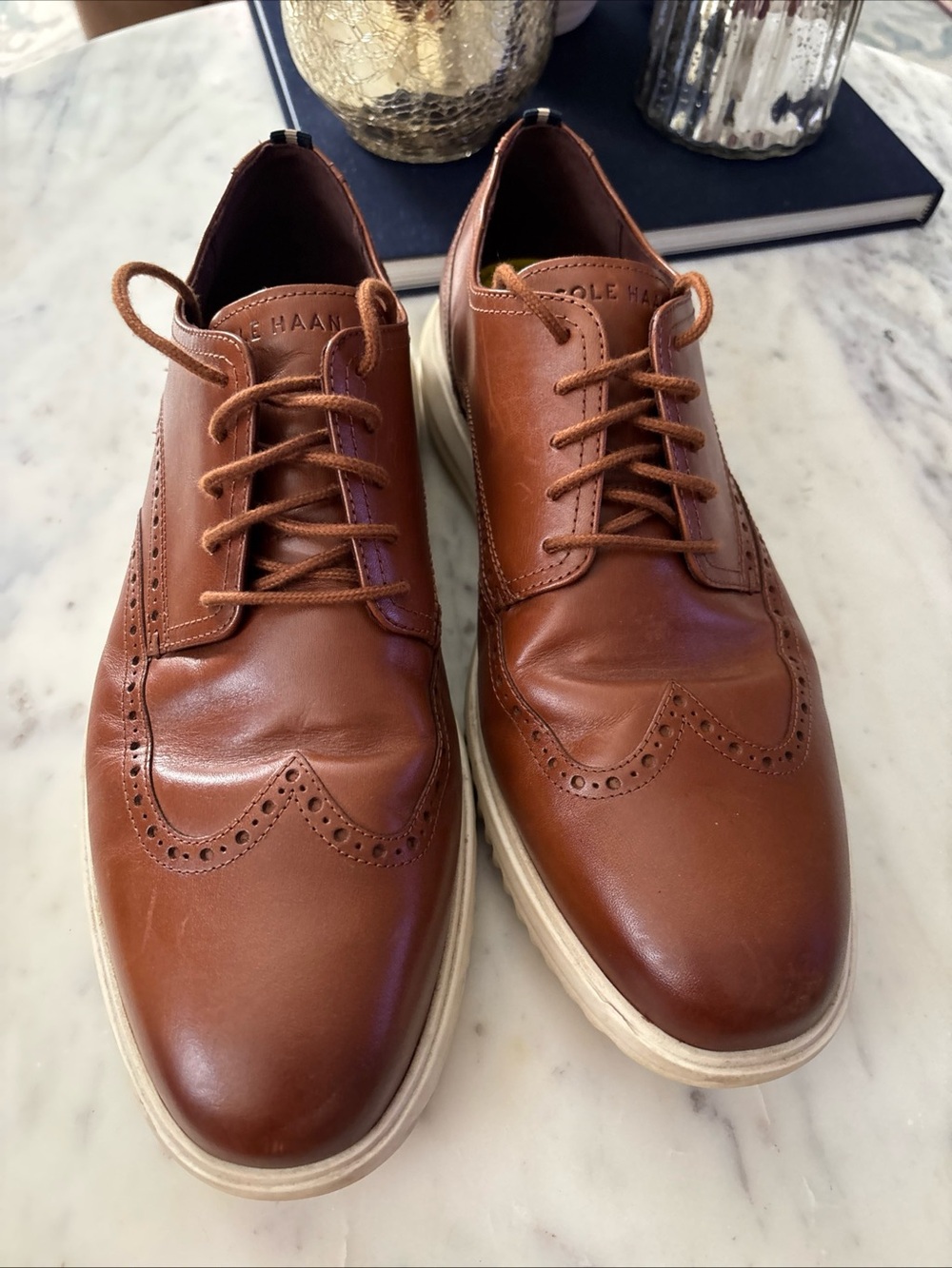 Cole Haan Tan Brown Leather Wingtip Derby Sneakers sz 13